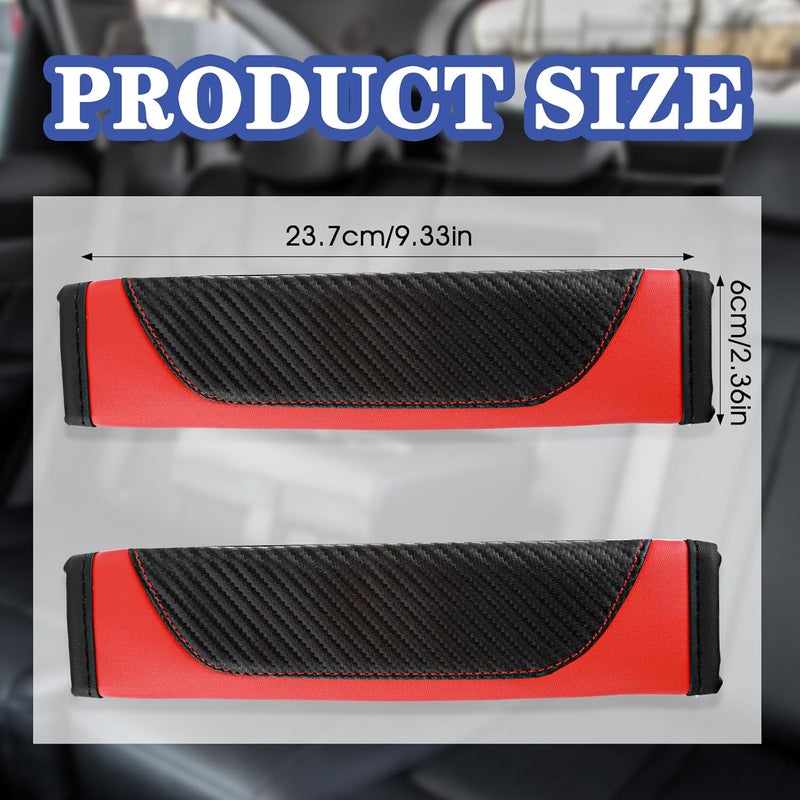 Amabro 2Pcs Car Seat Belt Cover - Comfortable Leather Safety Seatbelt Pads in Red - Image 4