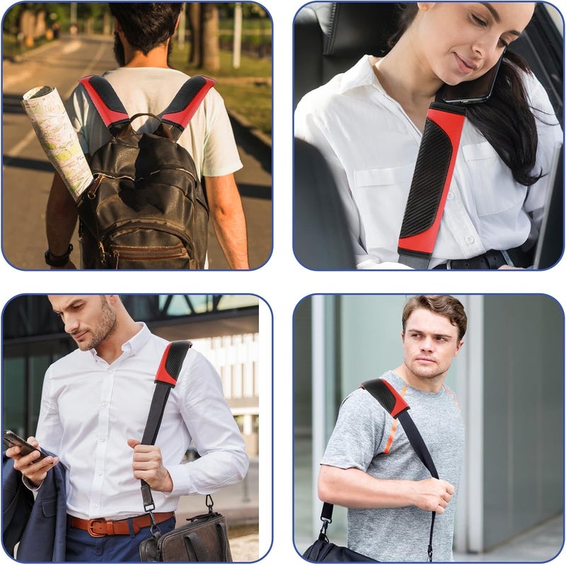 Amabro 2Pcs Car Seat Belt Cover - Comfortable Leather Safety Seatbelt Pads in Red - Image 5
