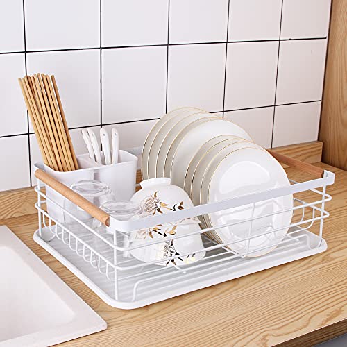 ROY ENTERPRISE 2 Tier Drying Rack,2022 Upgrades Double Rust-Proof Treatment Rack with More Stable Footpad, Utensil Holder, Cup Holder and Drainer-Stainless Steel(White Rack) - Image 2