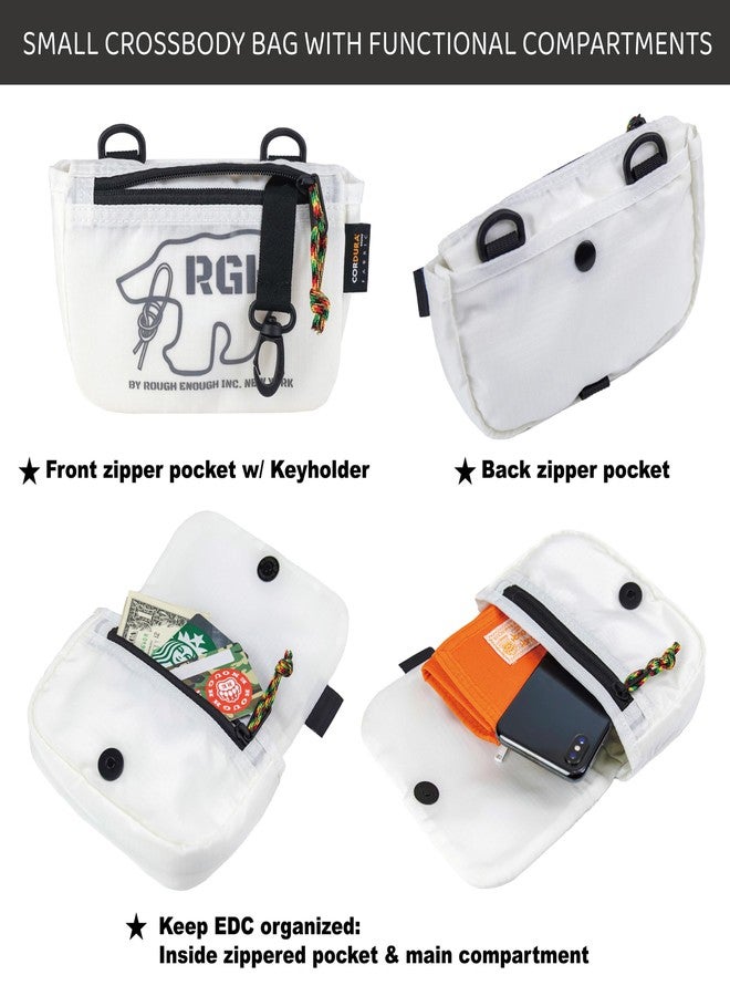 RE ROUGH ENOUGH Rough Enough Small Crossbody Bag for Women Campus Travel Cell Phone Wallet Adjustable Strap Waterproof Cordura White - Image 3