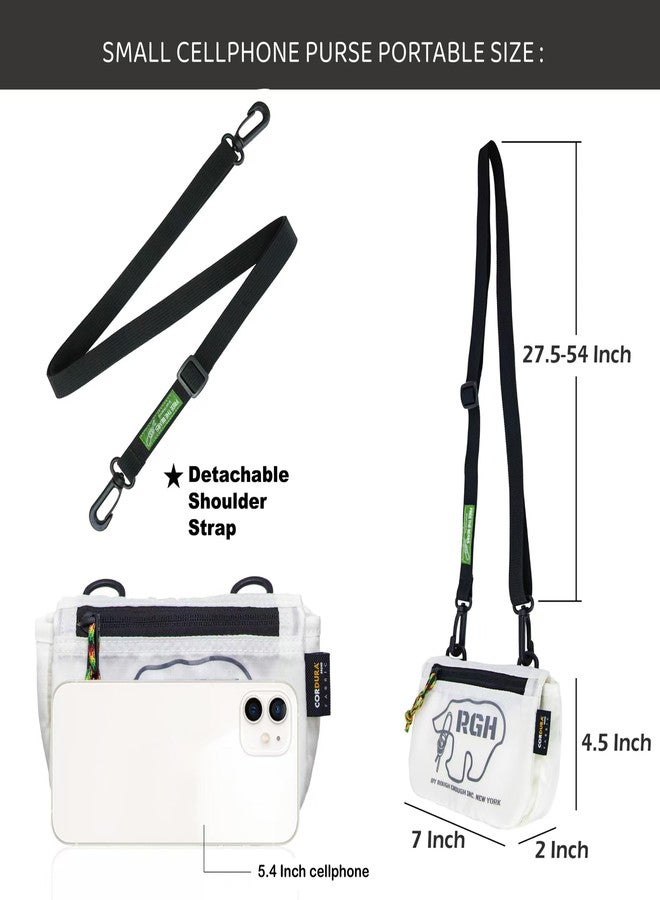 RE ROUGH ENOUGH Rough Enough Small Crossbody Bag for Women Campus Travel Cell Phone Wallet Adjustable Strap Waterproof Cordura White - Image 5