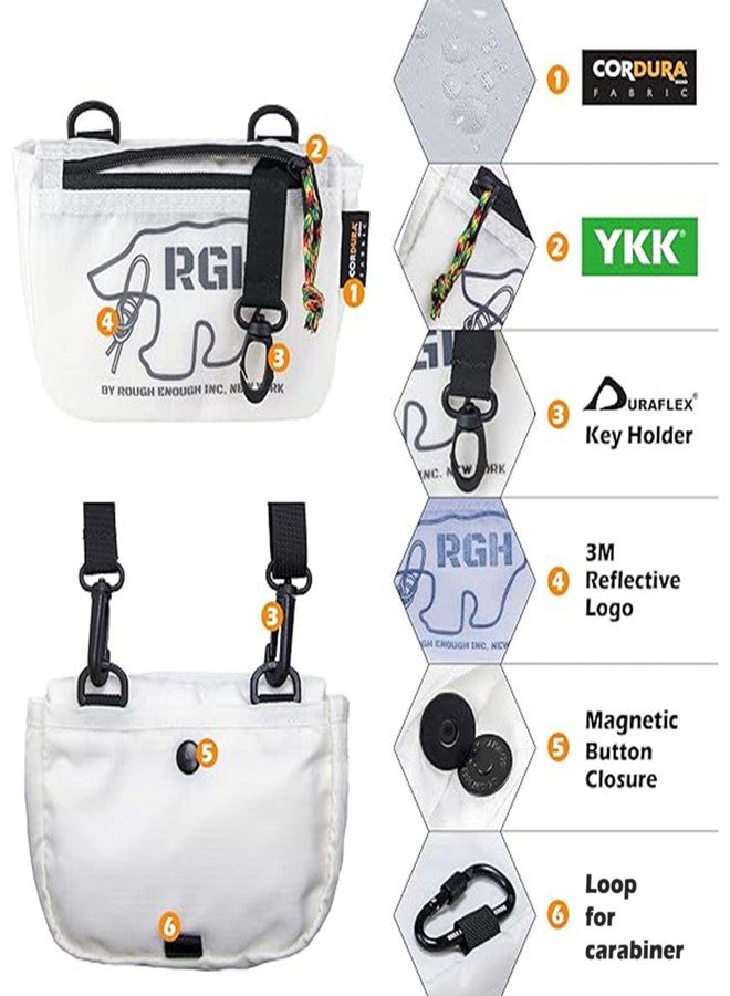 RE ROUGH ENOUGH Rough Enough Small Crossbody Bag for Women Campus Travel Cell Phone Wallet Adjustable Strap Waterproof Cordura White - Image 2
