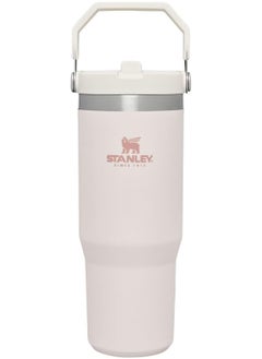 IceFlow 30oz Stainless Steel Tumbler with Straw – Vacuum Insulated Water Bottle – Keeps Drinks Cold for 12 Hours/Iced for 2 Days – Leakproof Flip Lid – Reusable Water Cup for Home, Office, Car – Stylish Rose Quartz Design – BPA-Free, Portable & Eco-Friendly