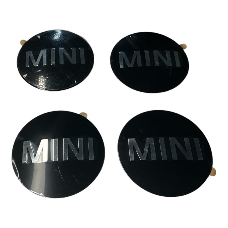 MINI COOPER WHEEL CAP CENTER EMBLEM COOPER MINI STICKER SET OF 4 GENUINE NEW - Image 1