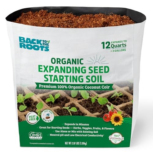 Back to the Roots Organic Seed Starting, Compressed Block expands to 12 Quarts, Made for Herbs, Veggies, Flowers - Image 1