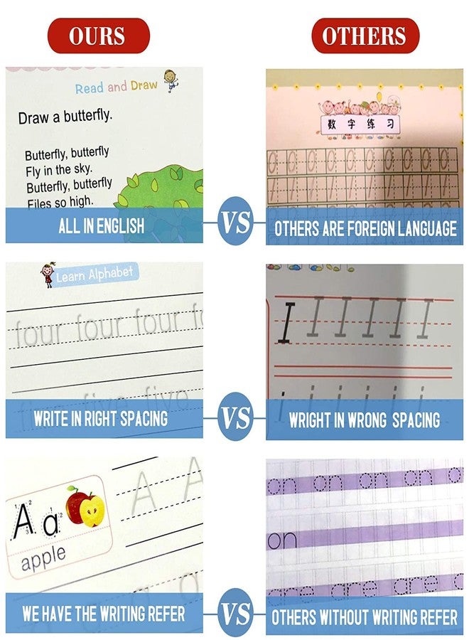 Techgadget 4 Pcs Magic Practice Copybook Set For Kids Children Cursive Handwriting Calligraphy Copy books - Maths + Drawing + Alphabet + Number (4 Books + 10 Refills + 1 Pen + 1 Grip) - Image 3