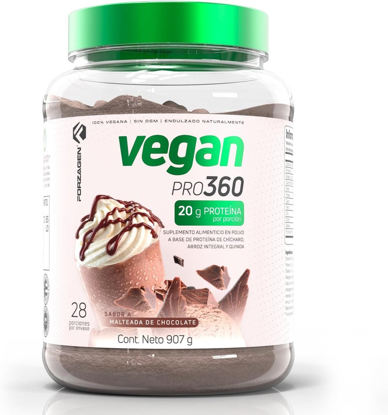 Forzagen Vegan Protein 360 2 Lbs 27 Servings Plant Based Protein Extracted from Quinoa Brown Rice and Pea Isolate Protein Dairy Soy and Gluten Free Nom GMO Chocolate Milkshake - Image 1
