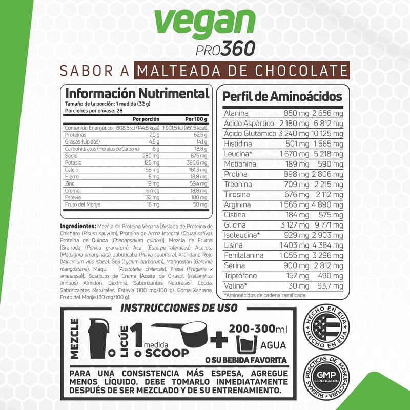 Forzagen Vegan Protein 360 2 Lbs 27 Servings Plant Based Protein Extracted from Quinoa Brown Rice and Pea Isolate Protein Dairy Soy and Gluten Free Nom GMO Chocolate Milkshake - Image 4