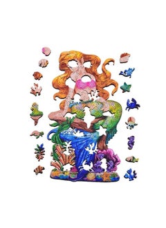 Life Full Wooden Jigsaw Puzzles, 3D Wooden Animals Shaped Puzzles, Best Gift for Adults and Kids DIY Puzzle Piece, Colorful Unique Shaped Mermaid Puzzles A4- 8.2 X 11.6in  - Image 4