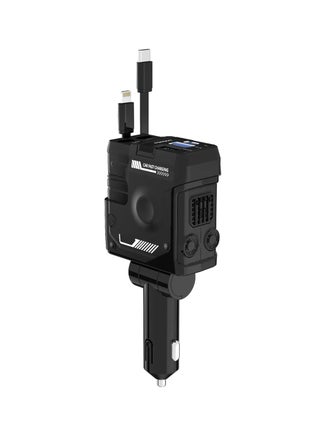66W Car Charger with Lightning & Type -C Integrated 80m Wires- Black