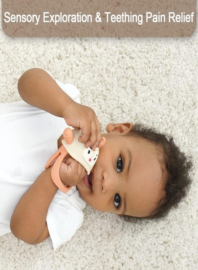 HEOMOONE Teething Toys for Babies 0-6 Months, Never Drop Silicone Baby Teether, Hand Pacifier for Sucking Babies, Soothing Pain Relief, Best Chew Toy for Teething Baby, Teething Mitten for New Born (Reindeer Orange) - Image 5