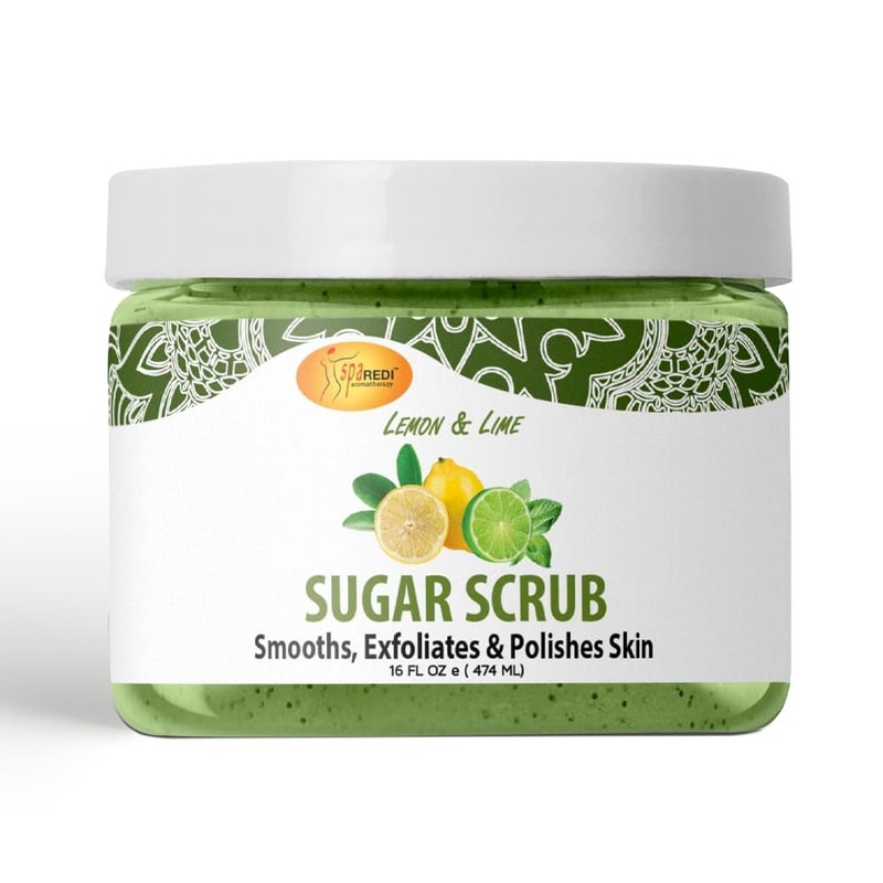 SPA REDI Sugar Scrub Lemon and Lime - Moisturizing and Exfoliating Body Scrub, Face, Hand, Foot Scrub body exfoliator for Nourishing, Glow, Polish, Smooth and Fresh Skin 16 Oz - Image 1