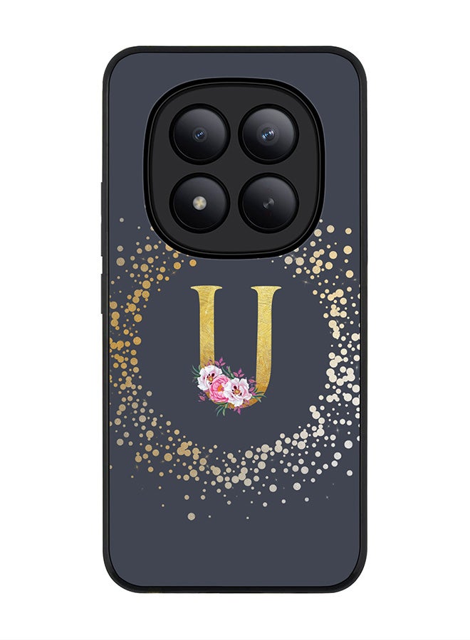 Stylizedd For Xiaomi Redmi Note 15 Pro+ / Poco M8 Pro Case,Slim fit Camera Protection, Shockproof Thin Phone cover  - Custom Monogram Floral - U  (Grey ) - Image 1