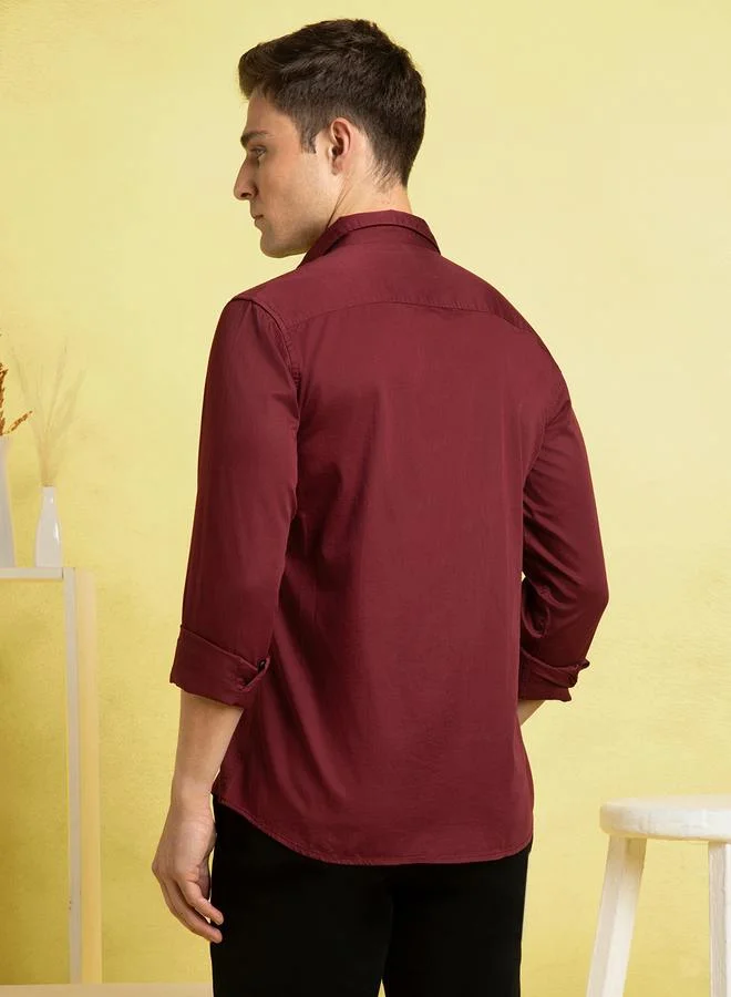 Dennis Lingo Elegant Wine Shirt For Men With A Contemporary Fit And Premium Fabric