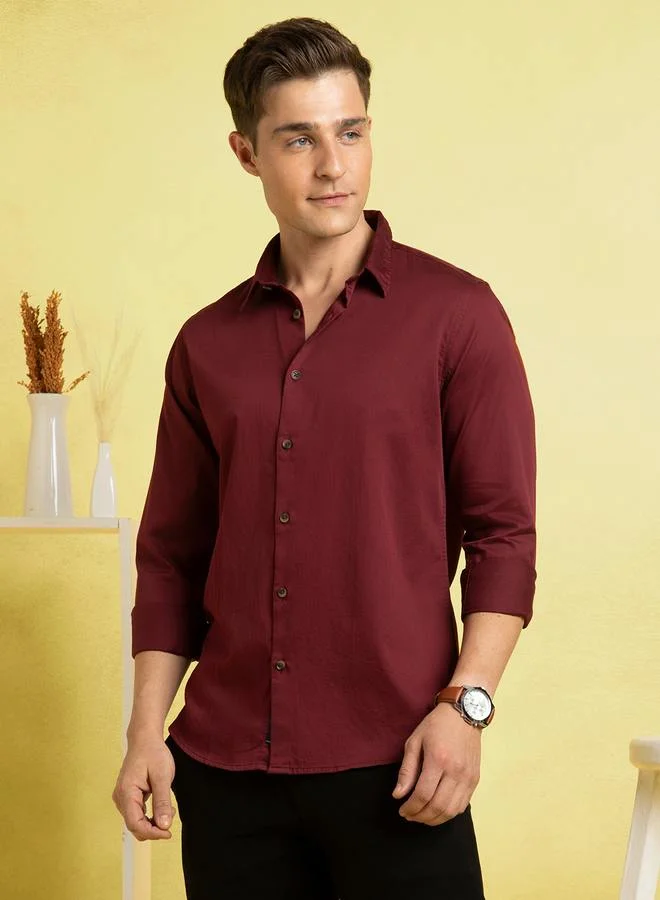 Dennis Lingo Elegant Wine Shirt For Men With A Contemporary Fit And Premium Fabric