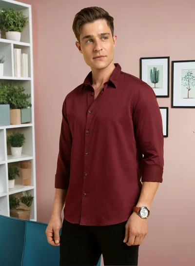 Dennis Lingo Elegant Wine Shirt For Men With A Contemporary Fit And Premium Fabric