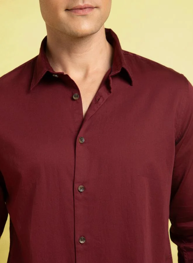 Dennis Lingo Elegant Wine Shirt For Men With A Contemporary Fit And Premium Fabric