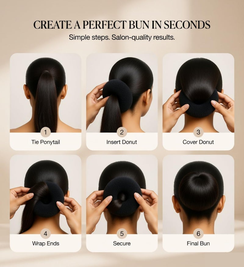 INSIME Donut Hair Bun Maker Set for Women | Shaper for Short or Thin Hair (3 Sizes) - Image 4