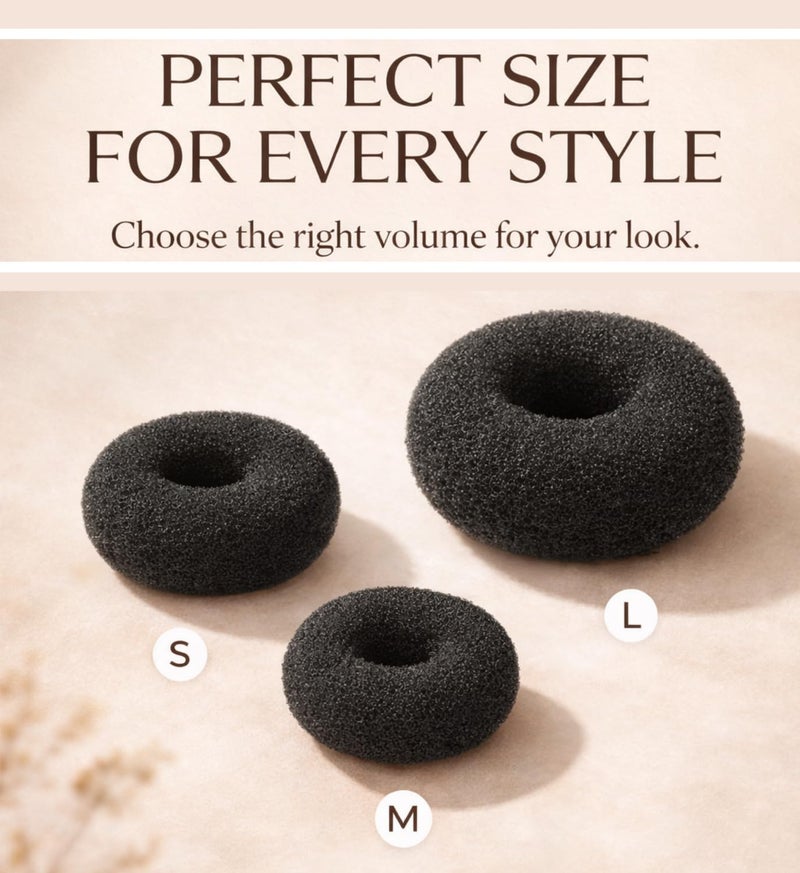 INSIME Donut Hair Bun Maker Set for Women | Shaper for Short or Thin Hair (3 Sizes) - Image 3
