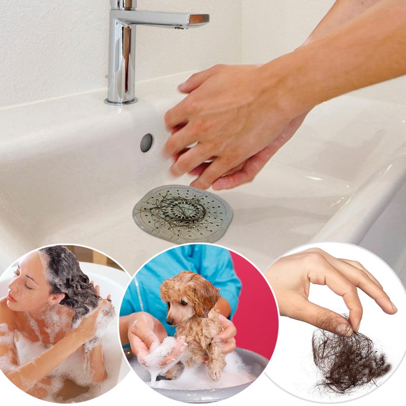 Bovinde Hair Drain Catcher Square Drain Cover For Shower Strong Adhesion Silicone Hair Stopper With Suction Cup Easy To Install Suit For Bathroom Bathtub Kitchen 2 Pack (Cream White) - Image 2