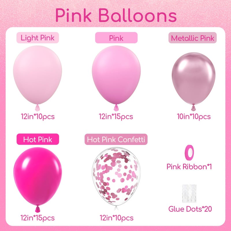 Leraqertra 60pcs Hot Pink Balloons 12inch with Light Metallic Hot Pink Confetti Balloons for Wedding Bridal Baby Shower Birthday Party Decorations - Image 2