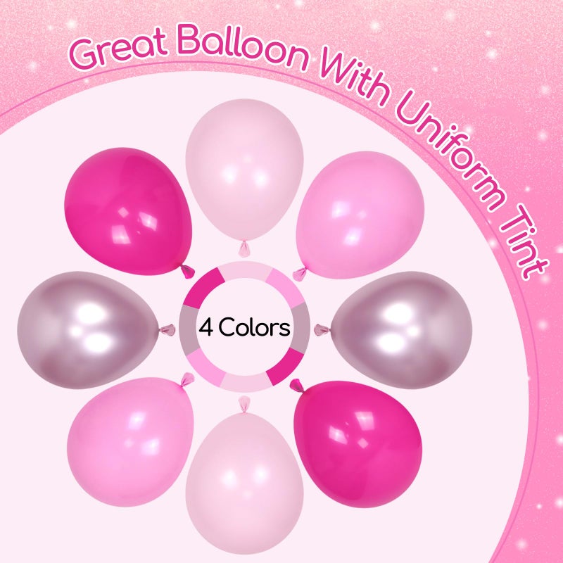 Leraqertra 60pcs Hot Pink Balloons 12inch with Light Metallic Hot Pink Confetti Balloons for Wedding Bridal Baby Shower Birthday Party Decorations - Image 4