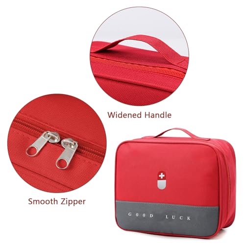 Wesoke First Aid Kit Bag Red, Empty Medical Storage Bag Survival Medical Kit, Portable Large Emergency Medical Supplies Pouch Bag for Home Outdoor Camping Hiking Travel - Image 3