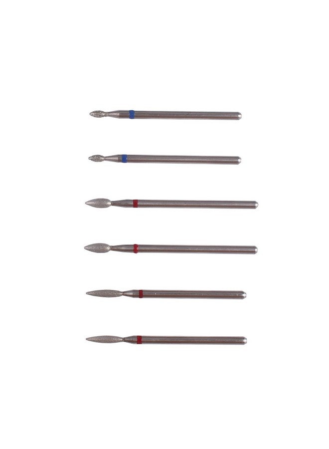 MZCMSL 6pcs Cuticle Drill Bits with Case, Pro Diamond Flame Bit for Russian Manicure,3/32 Shank efile Bit Set - Image 2