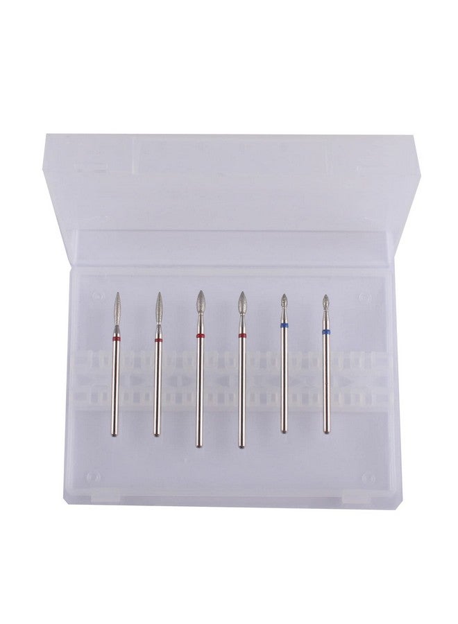 MZCMSL 6pcs Cuticle Drill Bits with Case, Pro Diamond Flame Bit for Russian Manicure,3/32 Shank efile Bit Set - Image 3