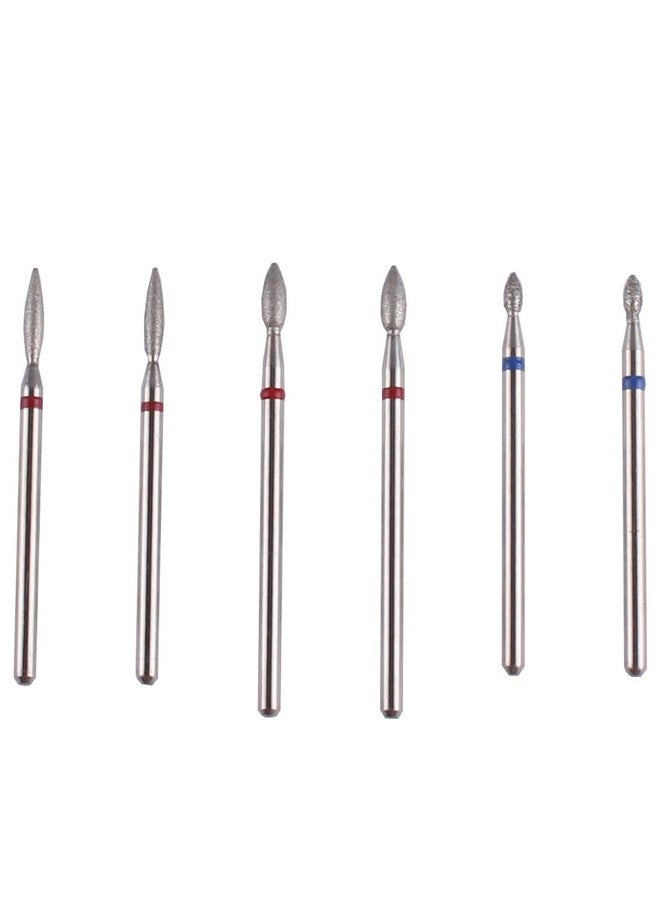 MZCMSL 6pcs Cuticle Drill Bits with Case, Pro Diamond Flame Bit for Russian Manicure,3/32 Shank efile Bit Set - Image 1
