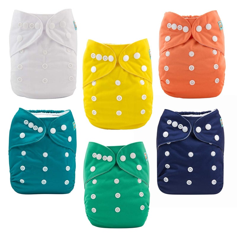 ALVABABY Baby Cloth Diaper 6 Pack with 12 Inserts One Size Cloth Diaper Covers Adjustable Washable Reusable for Baby Girls and Boys - Image 1