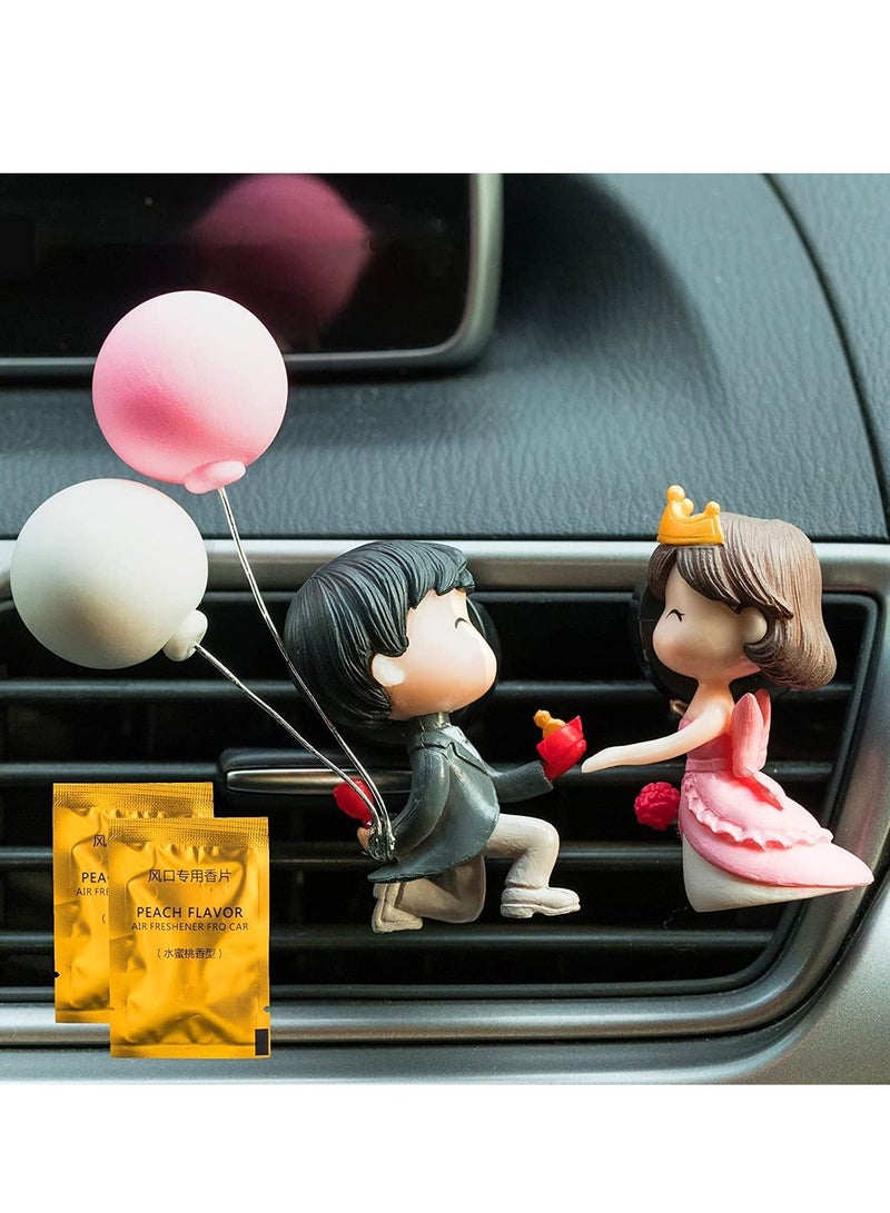 Y&D Car Aromatherapy Vent Clips  Air Freshener Clip, Outlet Perfume Clip Aroma Diffuser, Lovely Couple Interior Accessories, with 2 Packets Fragrance Tablets  - Image 1