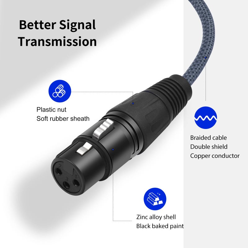 HUALEU 2 Pack 1/4 TRS Male to 3Pin XLR Female Microphone Cable,Balanced 6.35mm TRS to XLR Female Braid Quarter inch Cable for Mixer Microphone Active Speakers-3Feet - Image 5