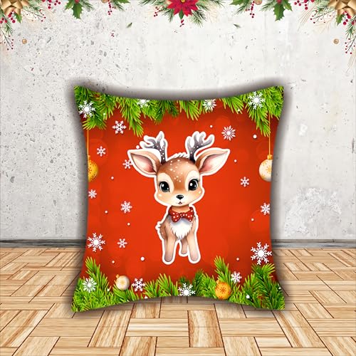 Party Baazaar Christmas Cushion Cover Set of 6 | Velvet Finish Decorative Cushion Covers for Sofa & Living Room | Merry Christmas Festive Pillow Covers for Home Décor (16x16 Inches, Multicolor) - Image 3