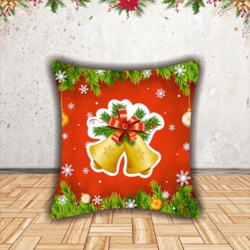 Party Baazaar Christmas Cushion Cover Set of 6 | Velvet Finish Decorative Cushion Covers for Sofa & Living Room | Merry Christmas Festive Pillow Covers for Home Décor (16x16 Inches, Multicolor) - Image 2
