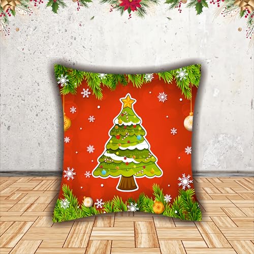 Party Baazaar Christmas Cushion Cover Set of 6 | Velvet Finish Decorative Cushion Covers for Sofa & Living Room | Merry Christmas Festive Pillow Covers for Home Décor (16x16 Inches, Multicolor) - Image 4