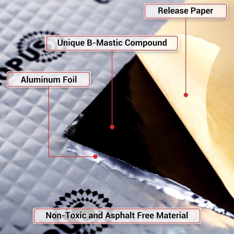 CANOPUS Car Sound Deadening Mat - 80 mil, 5 sqft, Butyl Sound Deadener for Trunk, Doors, Floor & Ceiling, Audio Dampening Material, Pack of 5 Sheets, Silver - Image 3