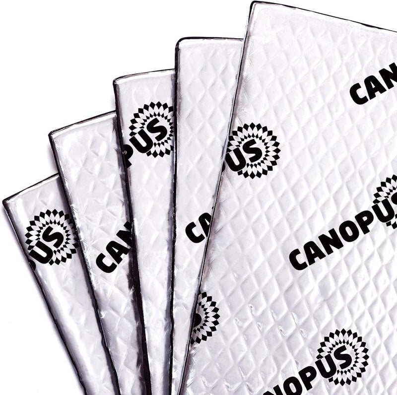 CANOPUS Car Sound Deadening Mat - 80 mil, 5 sqft, Butyl Sound Deadener for Trunk, Doors, Floor & Ceiling, Audio Dampening Material, Pack of 5 Sheets, Silver - Image 1