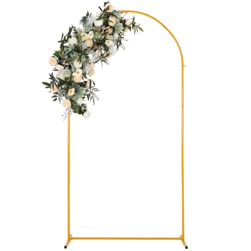Vincidern 6.6 FT Wedding Arch Backdrop Stand for Parties, Balloon Arch Stand, Wedding Arches for Ceremony, Metal Arch Backdrop Stand for Bridal Baby Showers, Birthday Party Decoration Door Frame Gold - Image 1
