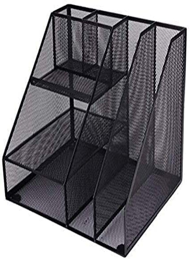 DaKos Plastic File Rack, Plastic File Rack for Office, Plastic File Rack Paper Magazine Holder, File Rack for Office Cabinet Plastic, Plastic File Holder Rack with Three Section (Pack of 1, Blue) - Image 1