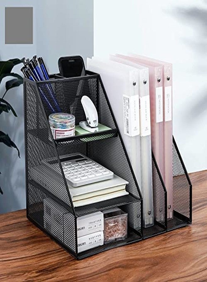 DaKos Plastic File Rack, Plastic File Rack for Office, Plastic File Rack Paper Magazine Holder, File Rack for Office Cabinet Plastic, Plastic File Holder Rack with Three Section (Pack of 1, Blue) - Image 2