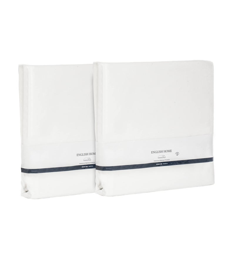 English Home إنجليش هوم 2 حزمة واقي مرتبة مقاوم للماء غطاء مرتبة ميكروفايبر قابل للتنفس مع أحزمة مرنة بعمق 30 سم غطاء سرير قابل للغسل وسادة مرتبة 90x190 سم أبيض مفرد