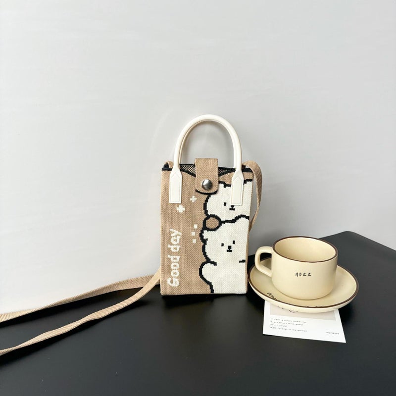 Advanced Sense Ins Mobile Phone Bag New Cartoon Knitted Bag Dopamine Niche All-Match Crossbody Shoulder Bag Handbag - Image 1