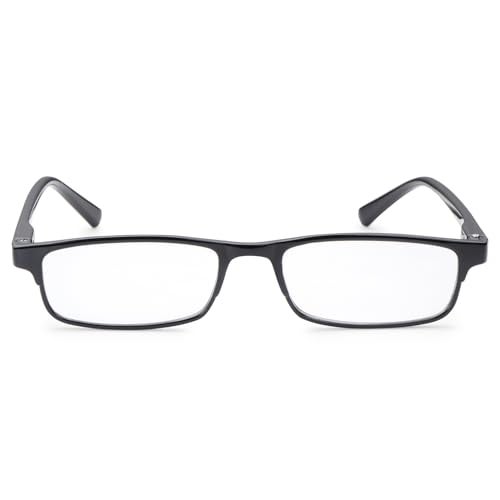 AEC Core Unisex Reading Glasses | Full Rim Rectangular Fibre Frame | Lightweight Eyewear | Includes Soft Sleeve Case (Black, +1.75) - Image 3