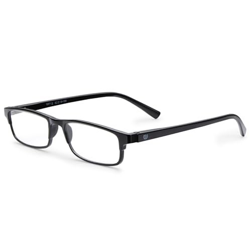 AEC Core Unisex Reading Glasses | Full Rim Rectangular Fibre Frame | Lightweight Eyewear | Includes Soft Sleeve Case (Black, +1.75) - Image 1