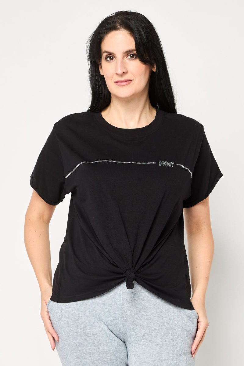 DKNY Women Sportswear Fit Short Sleeves Outdoor Tops, Black - Image 1