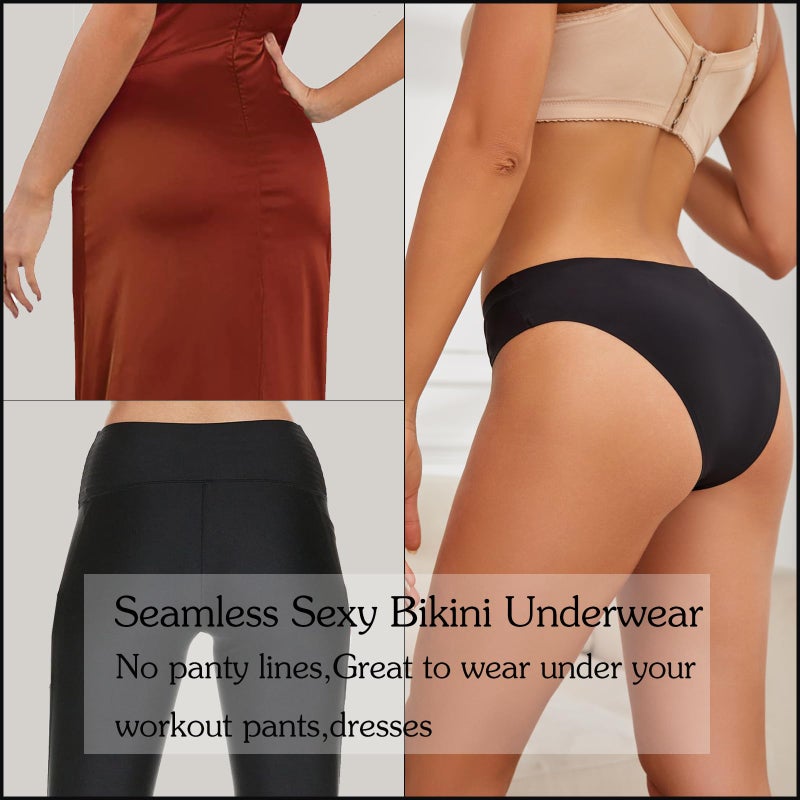OJCNBV Seamless Underwear for Women No Show Panties Invisibles Briefs Soft Stretch Bikini Underwears 6 Pack - Image 3