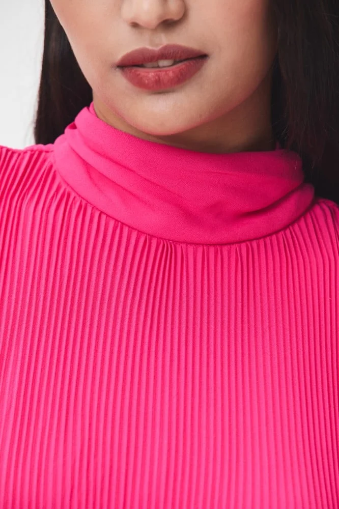 Tenda Pleated Mockneck Dress