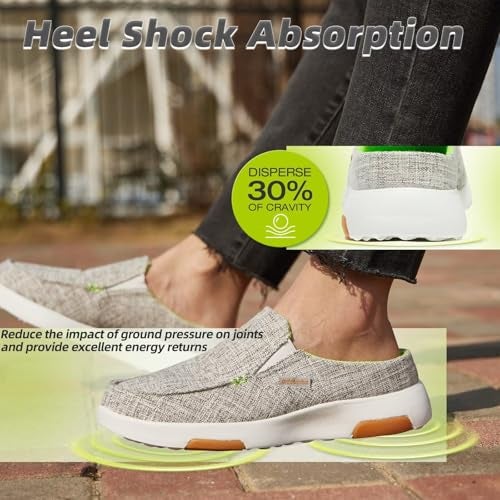 OrthoComfoot أحذية نسائية طبية سهلة الارتداء: أحذية مريحة ذات قوس ناعم، أحذية قماشية للمشي مع دعم للقوس باللون الرمادي والليموني، مقاس 8 - Image 3