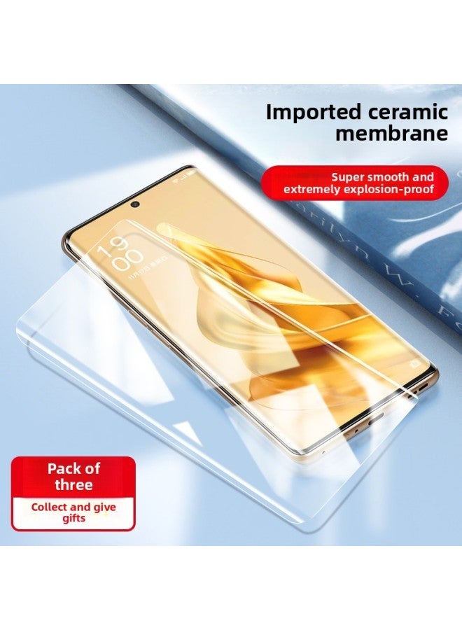 For Opporeno9 Tempered Film 11reno5pro Mobile Phone Film 6por 10 Opporone3 Full Screen 5-Colour:8k Ultra-clear [imported Ceramic Film] Full Glue Unlocks In Seconds★Three-pack-Size:OPPO Reno7 Pro